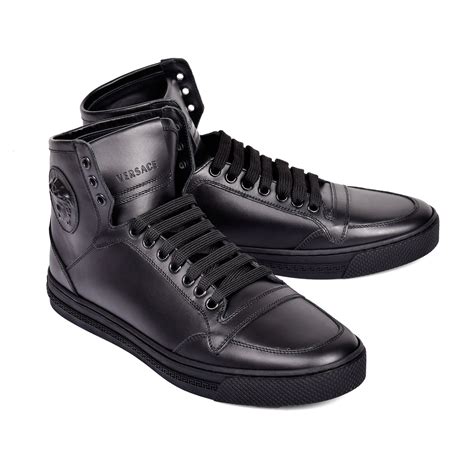 versace black tennis shoes|versace high top vintage sneaker.